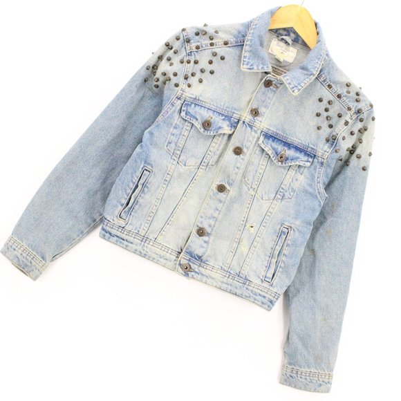 Pull & Bear Denim Jacket Women's Casual Blue Light Washed Button Front Small S - Picture 3 of 9
